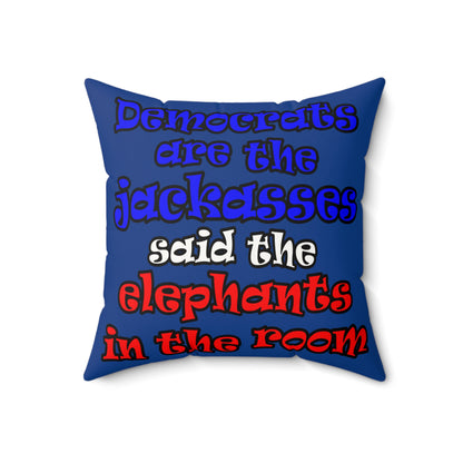 donkeys and elephants - Faux Suede Square Pillow - (dark blue)