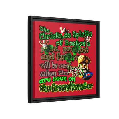 christmas spirits of boston - framed canvas art (dark red)