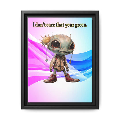 I don't care that your green - framed canvas art (light blue-pink wave)