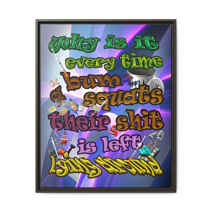 the bum's shit - framed canvas art (grey-pink wave)
