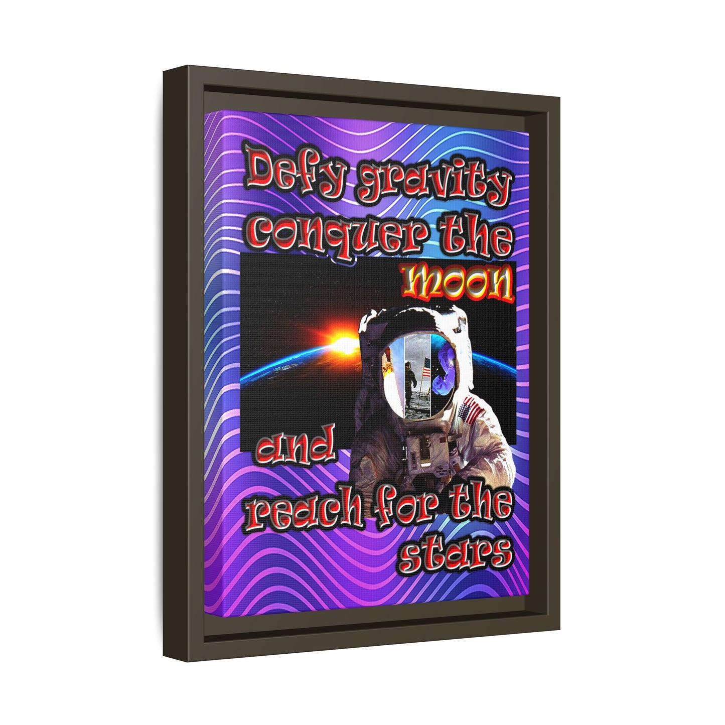 defy conquer reach - framed canvas art (purple wave)