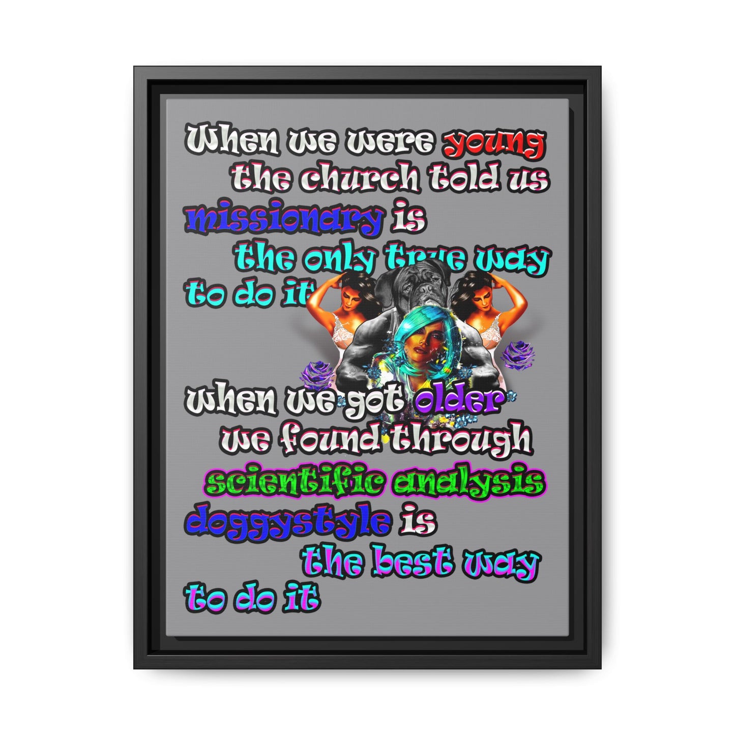 doggystyle - framed canvas art (grey)