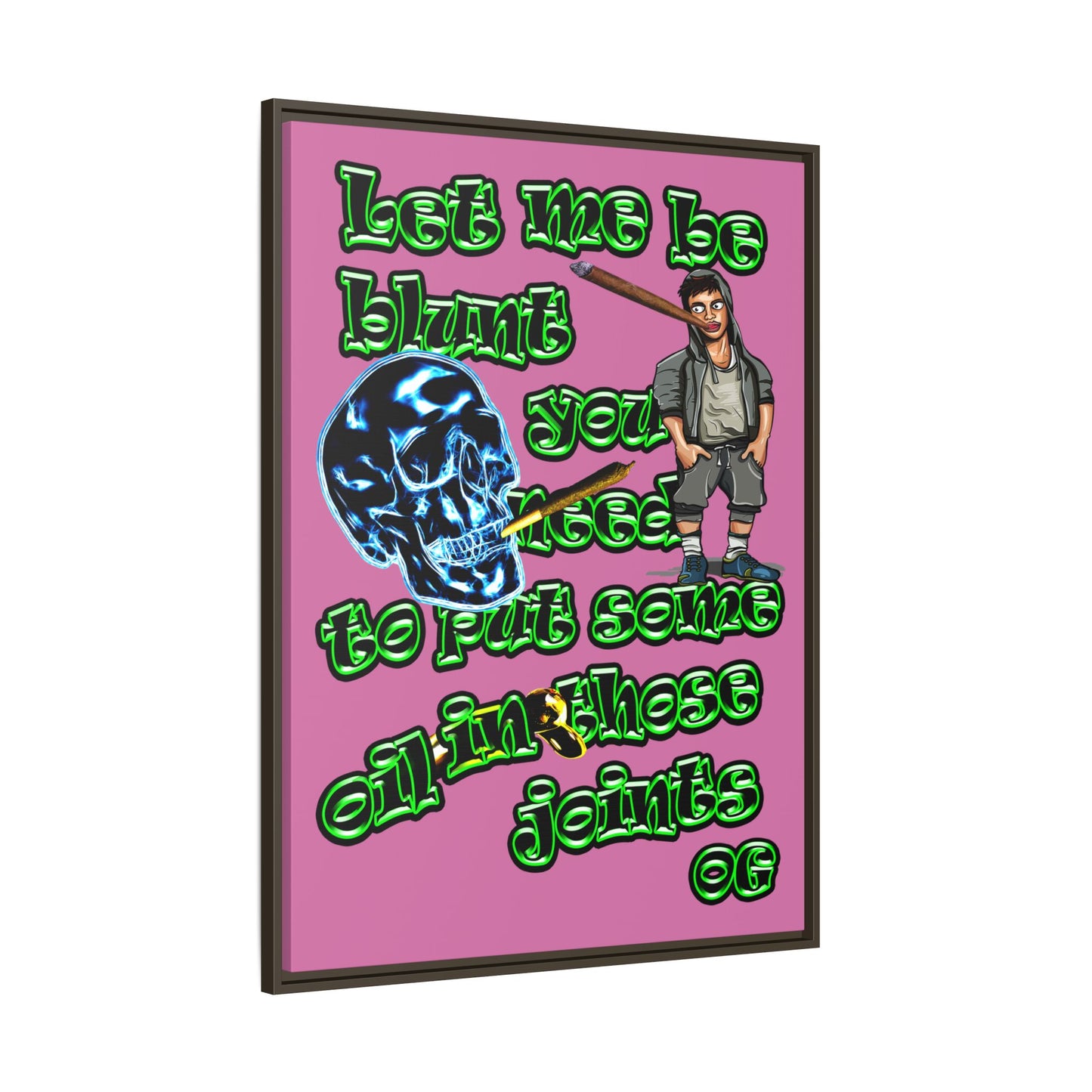 og - framed canvas art (light pink)