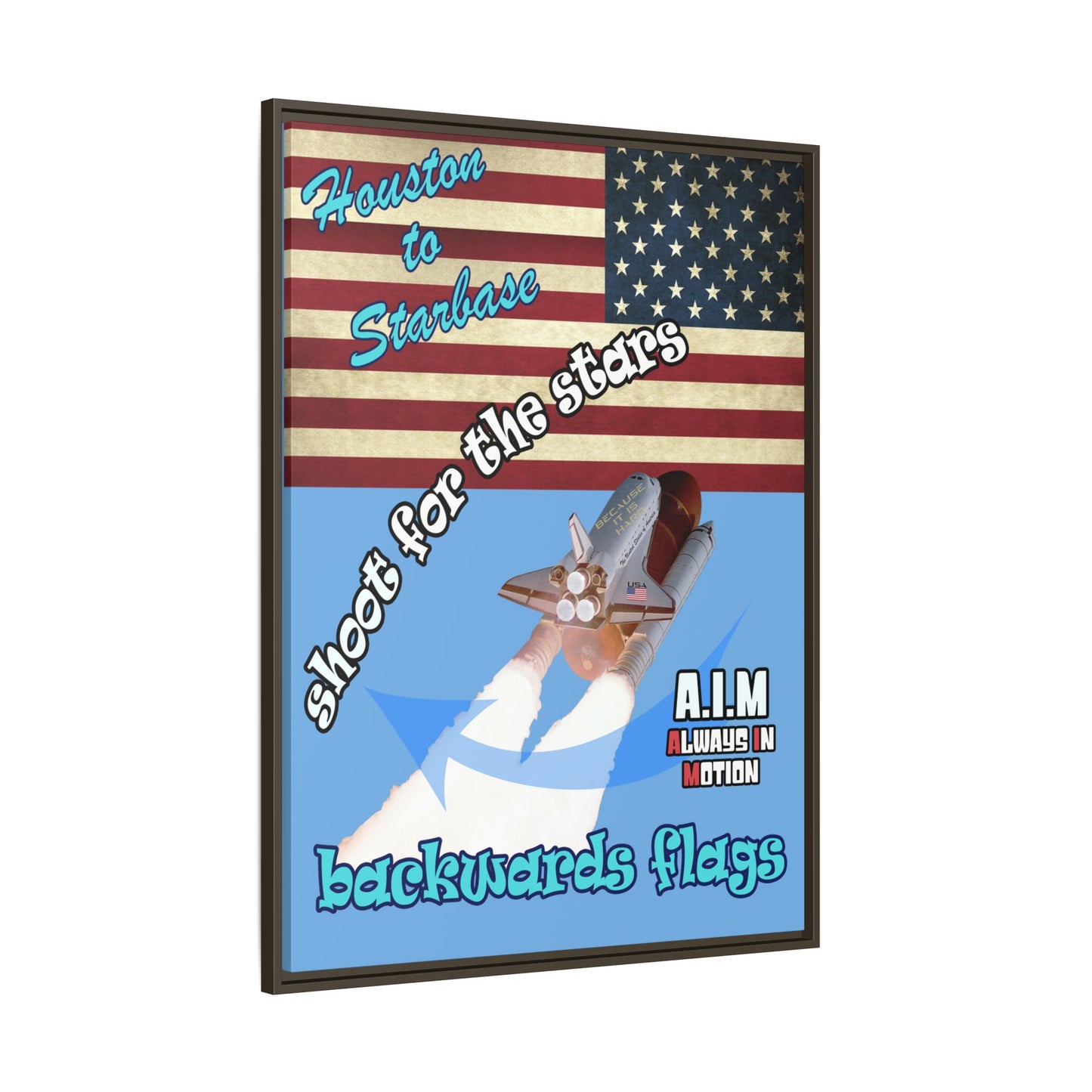 shoot for the stars - framed canvas art (light blue)