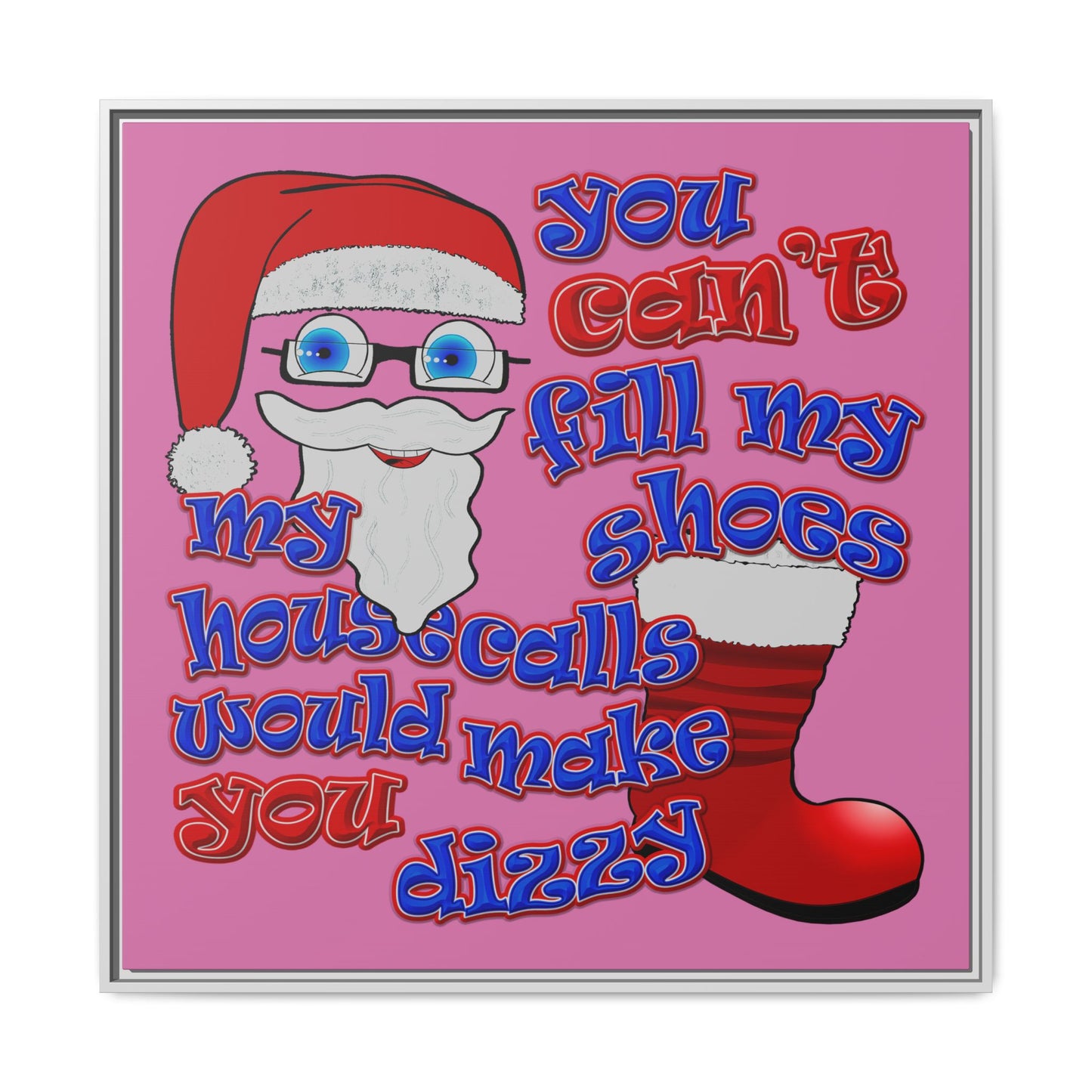 santa's shoes - framed canvas art (light pink)