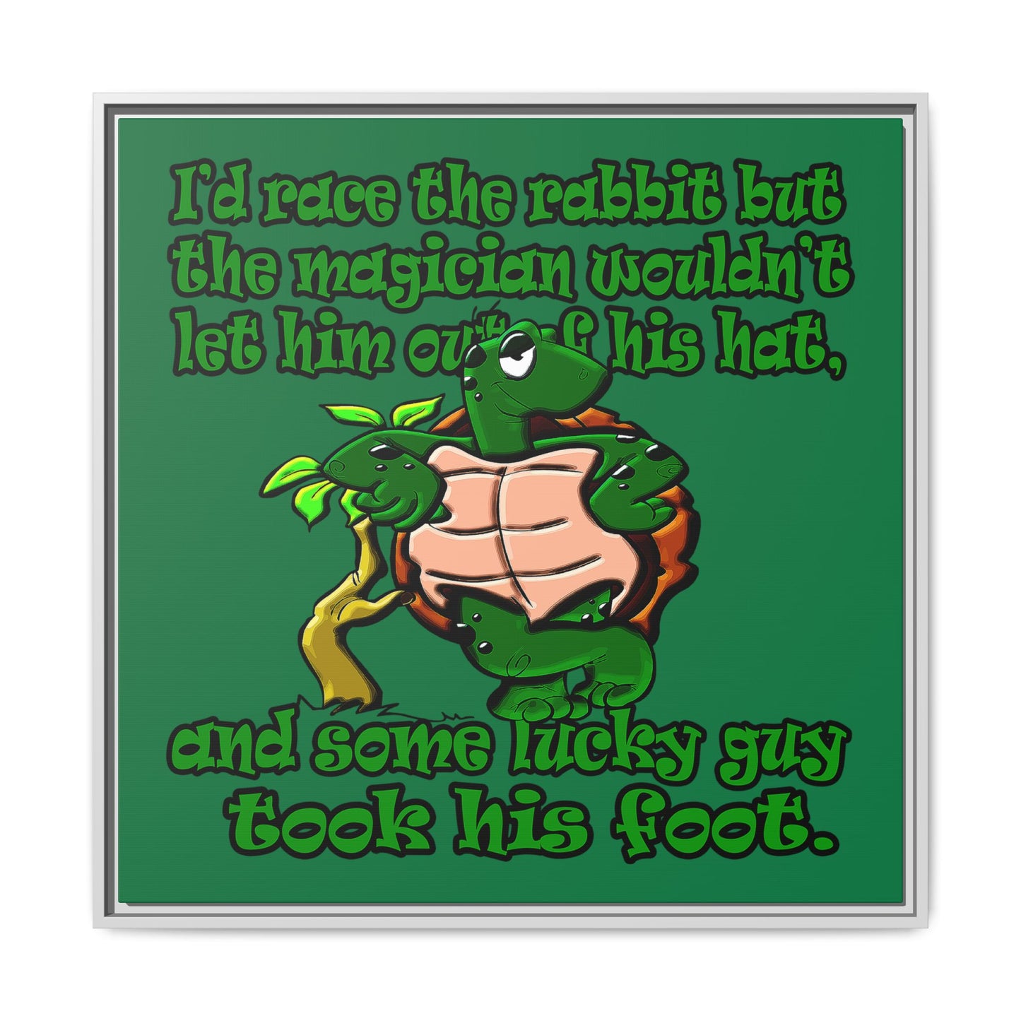 turtle race - framed canvas art (dark green)