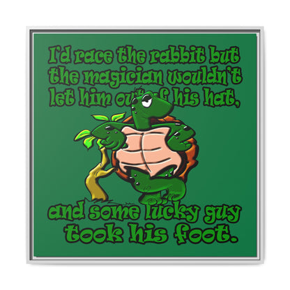 turtle race - framed canvas art (dark green)