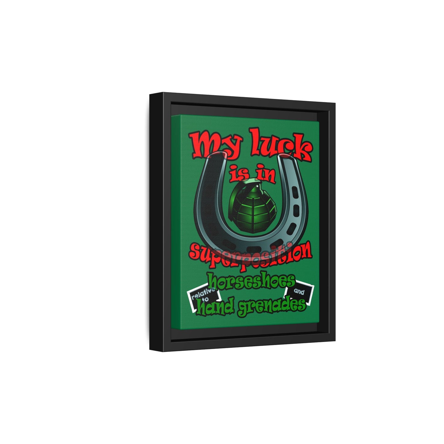 my luck - framed canvas art (dark green)