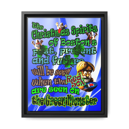 christmas spirits of boston - framed canvas art (blue-white wave)