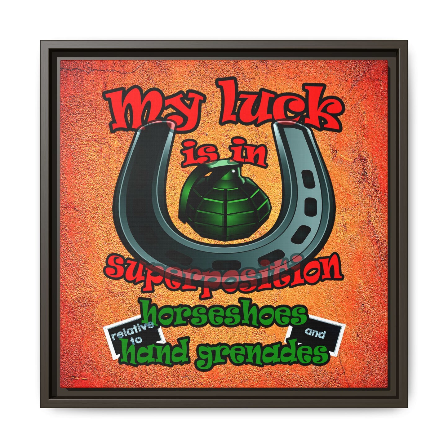 my luck - framed canvas art (burnt orange)