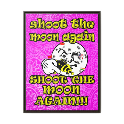 shoot the moon again - framed canvas art (pink swirl)