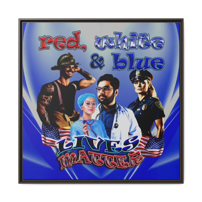 rw&b lives matter - framed canvas art (blue-white wave)