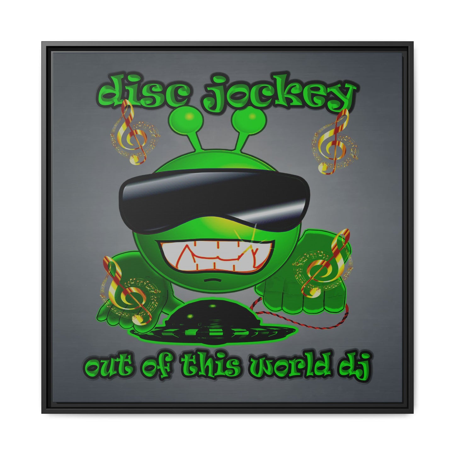 disc jockey - framed canvas art (grey-light grey)