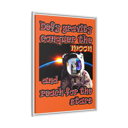 defy conquer reach - framed canvas art (orange)