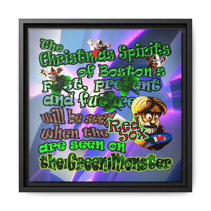 christmas spirits of boston - framed canvas art (grey-pink wave)