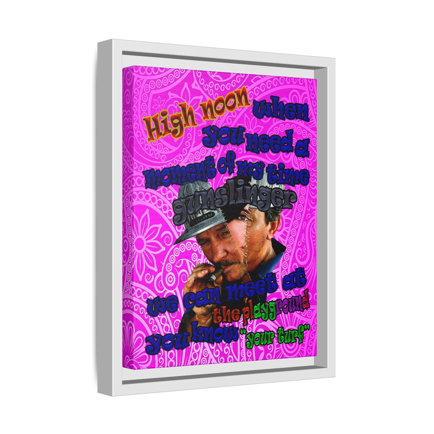 high noon - framed canvas art (pink swirl)