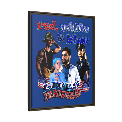 rw&b lives matter - framed canvas art (dark blue)