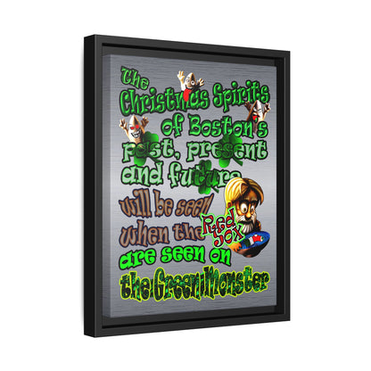 christmas spirits of boston - framed canvas art (brushed nickel)