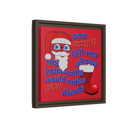 santa's shoes - framed canvas art (dark red)
