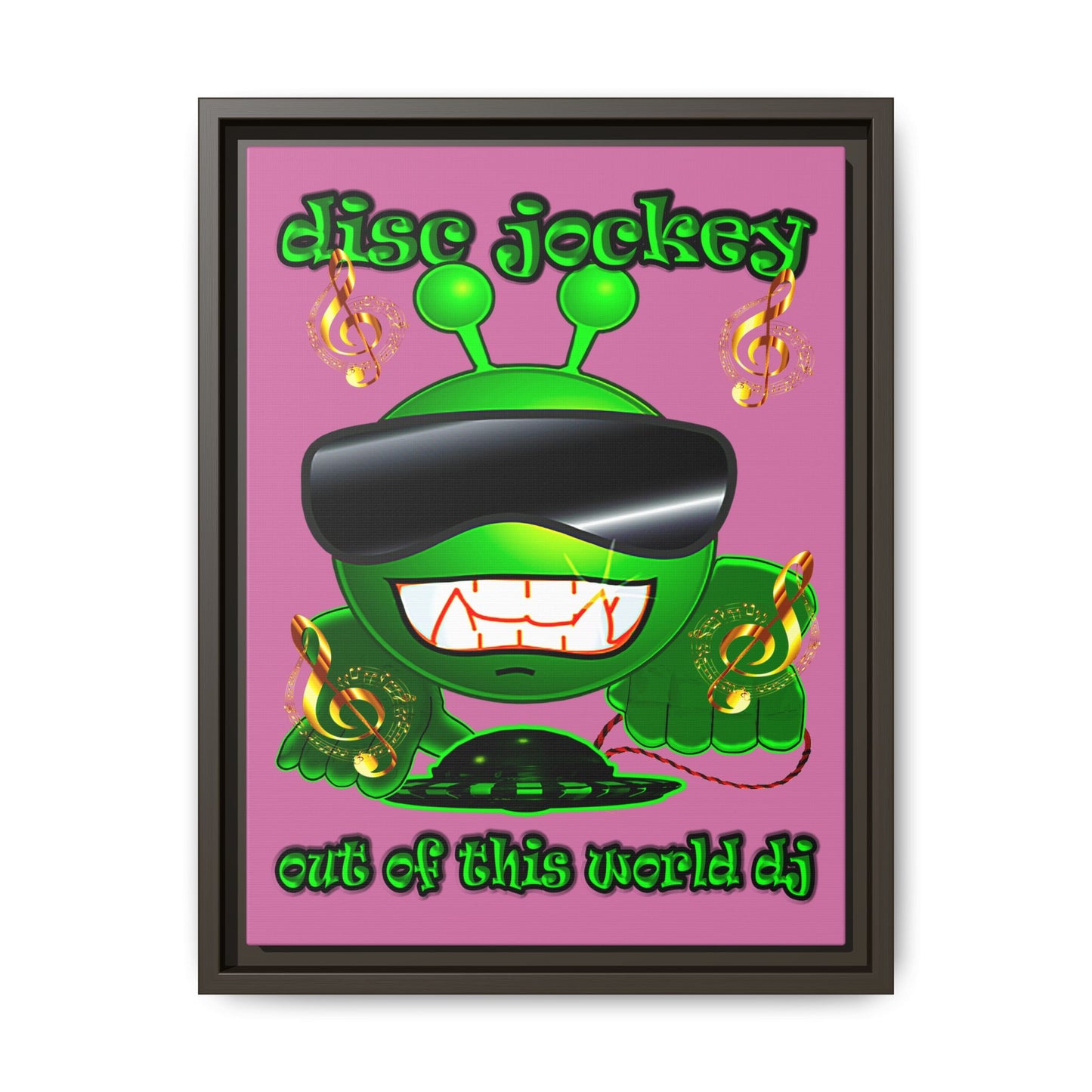 disc jockey - framed canvas art (light pink)
