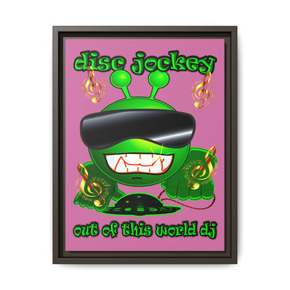 disc jockey - framed canvas art (light pink)