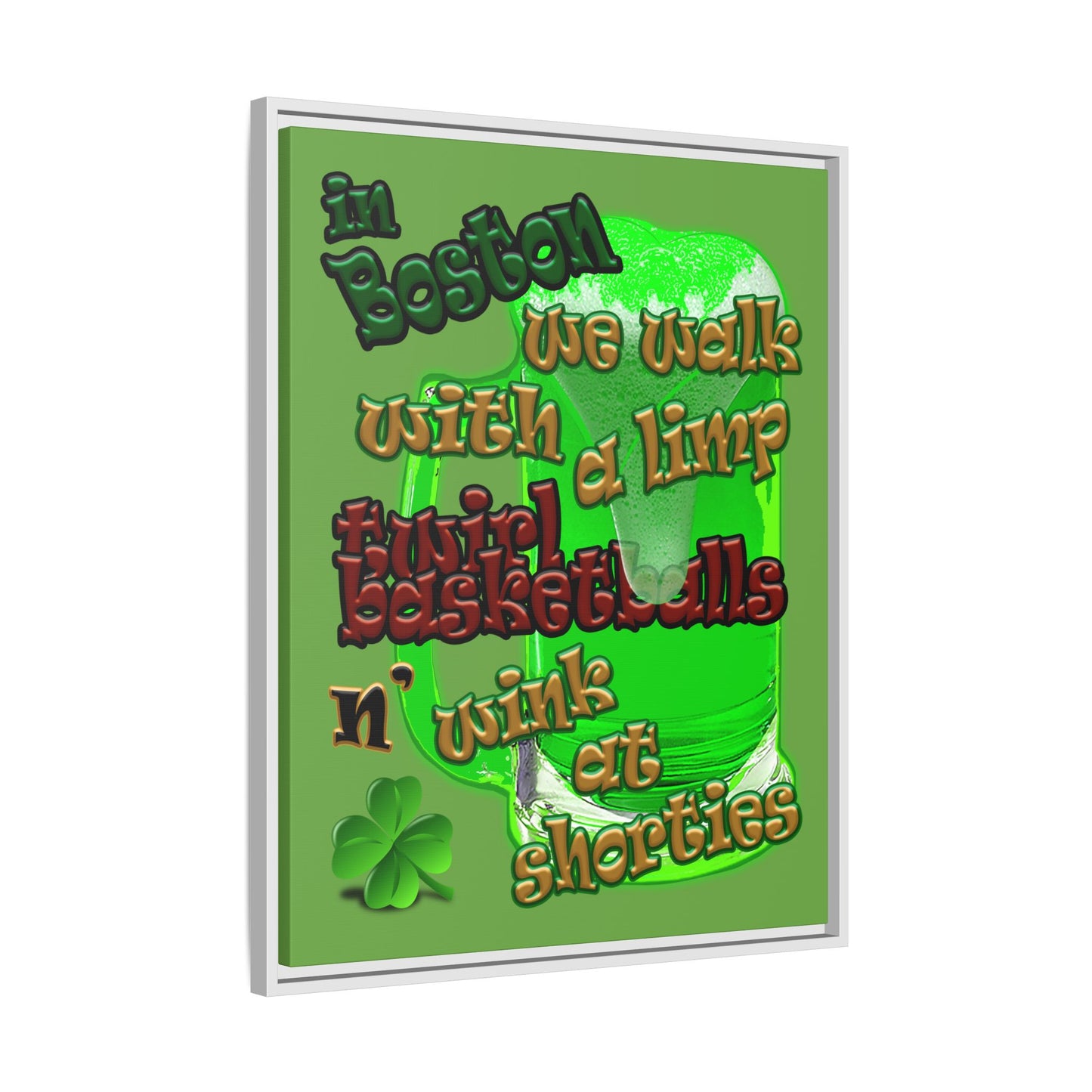 celtics logo - framed canvas art (green)