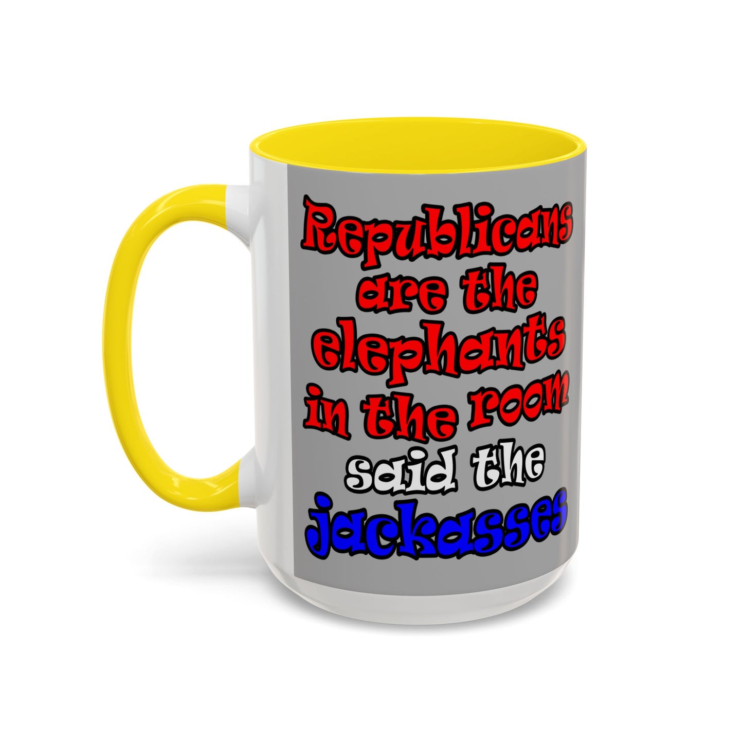 donkeys and elephants - Accent Mug (light grey)
