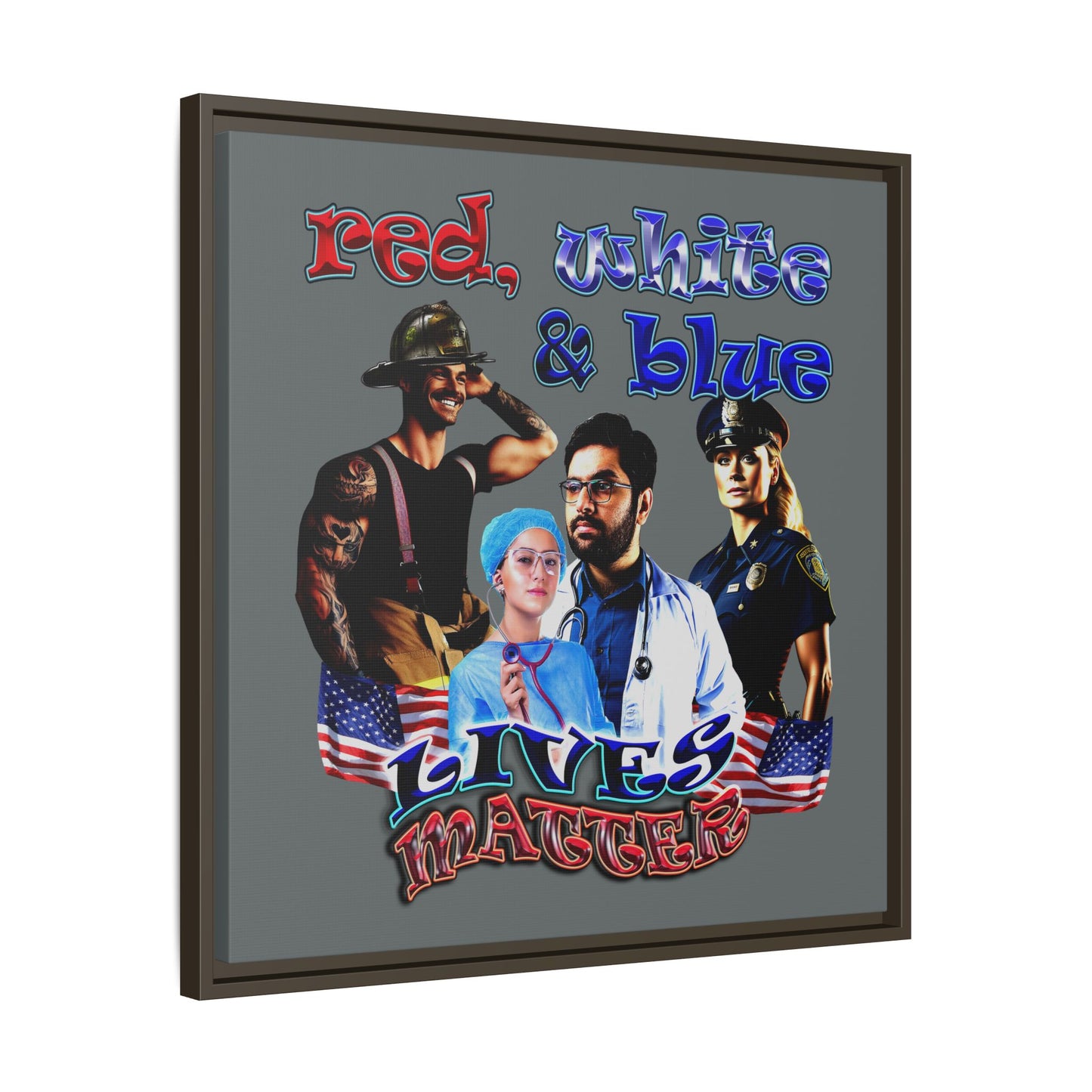 rw&b lives matter - framed canvas art (dark grey)
