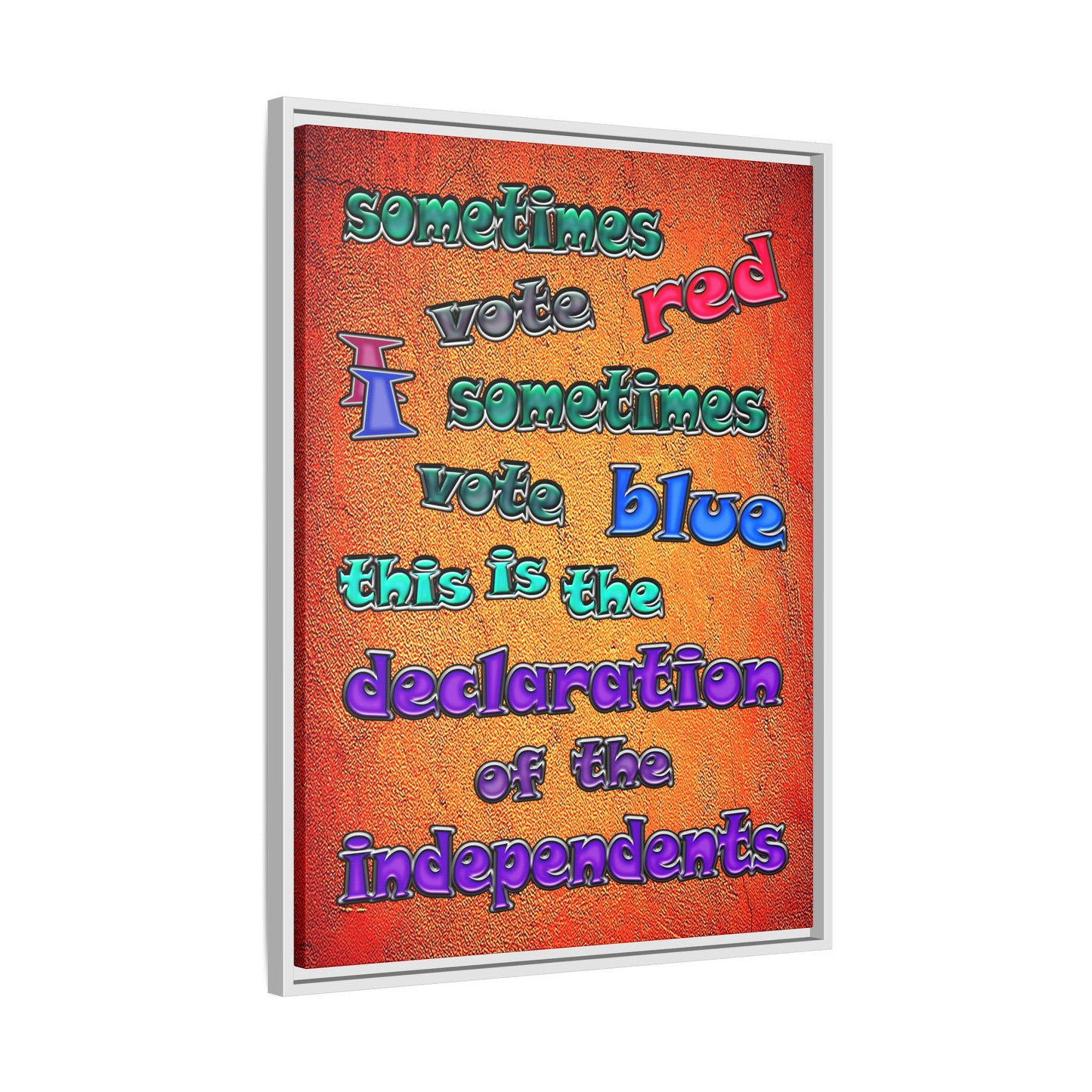 declaration of the independents - framed canvas art (burnt orange)