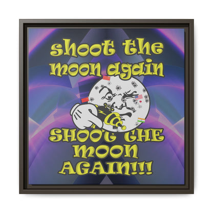 shoot the moon again - framed canvas art (grey-pink wave)