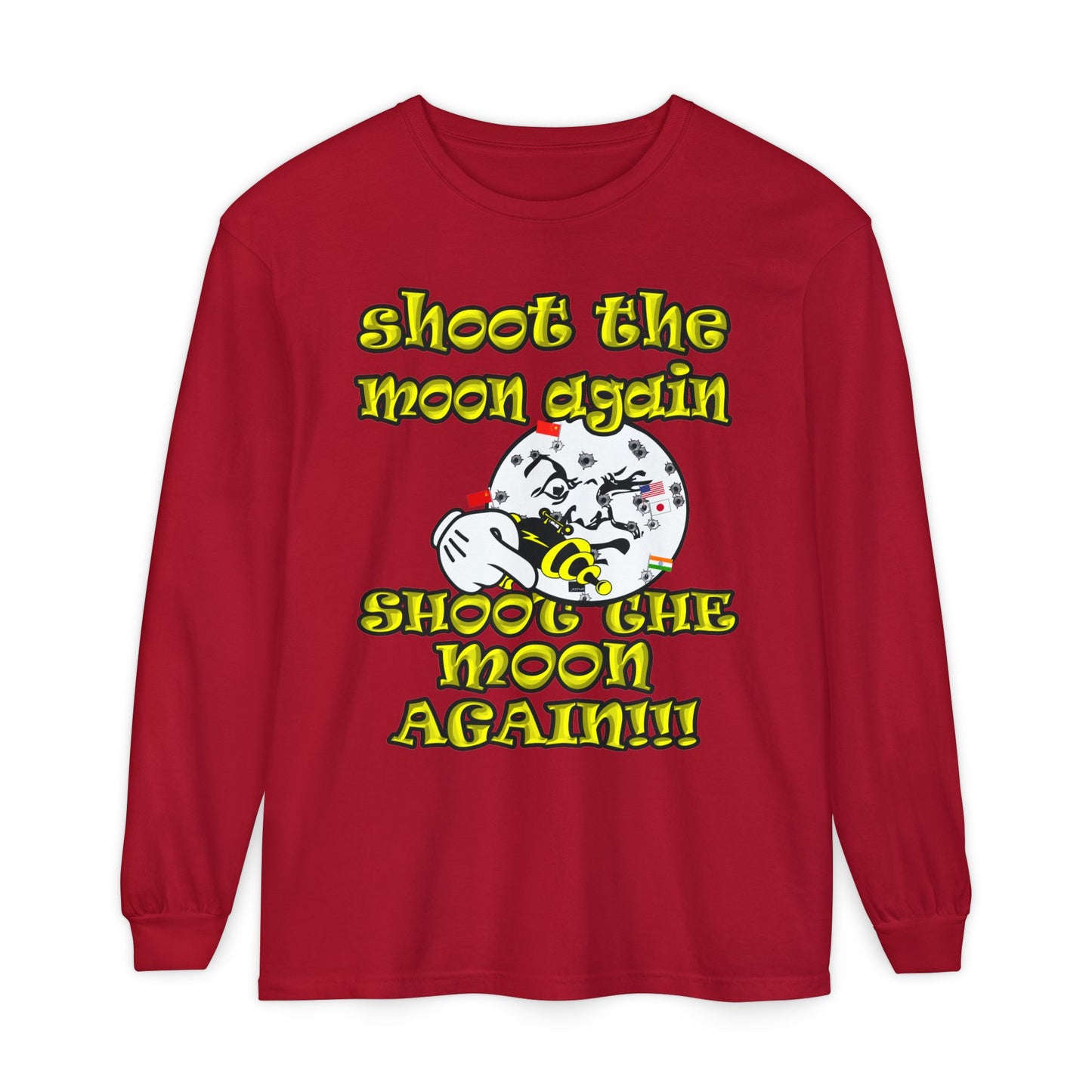 shoot the moon again - Unisex Garment-dyed Long Sleeve T-Shirt