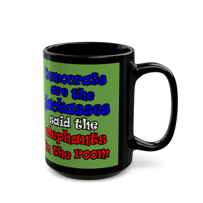 donkeys and elephants - Black Mug (green)