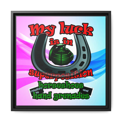 my luck - framed canvas art (light blue-pink wave)