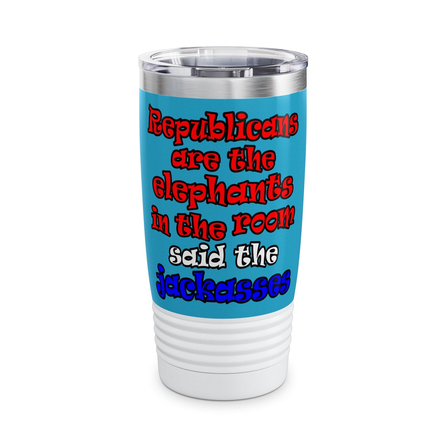 donkeys and elephants - Ringneck Tumbler, 20oz (turquoise)
