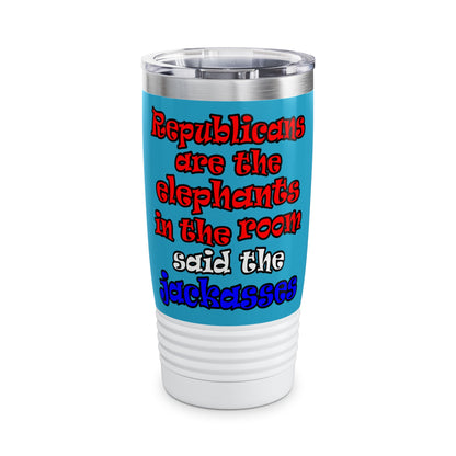 donkeys and elephants - Ringneck Tumbler, 20oz (turquoise)
