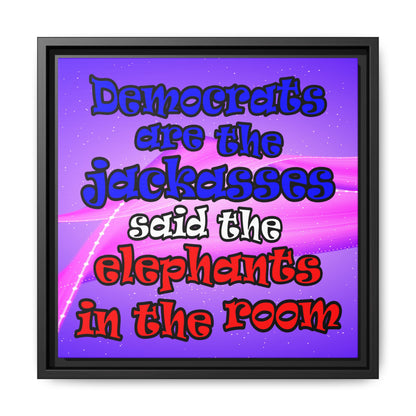 donkeys and elephants - framed canvas art (purple-pink wave)
