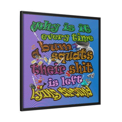 the bum's shit - framed canvas art (light blue-purple wave)