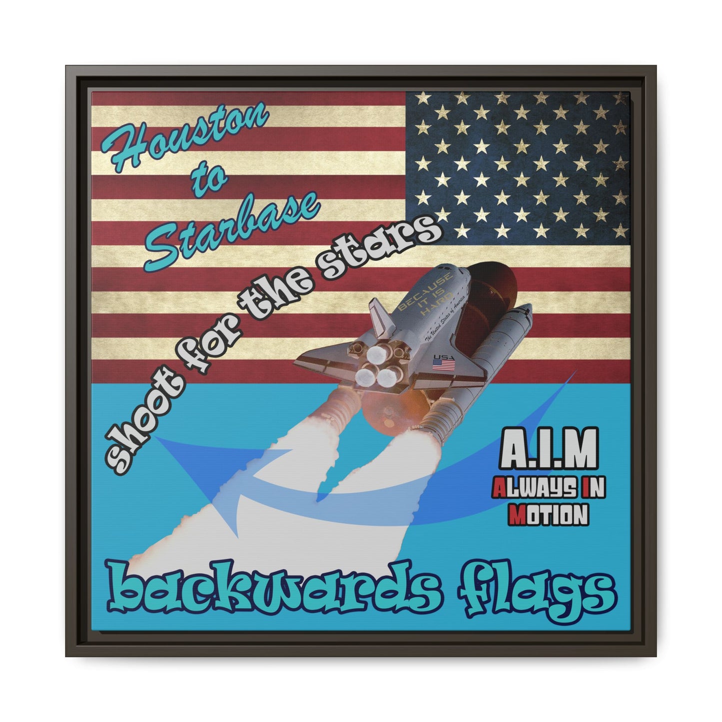 shoot for the stars - framed canvas art (turquoise)