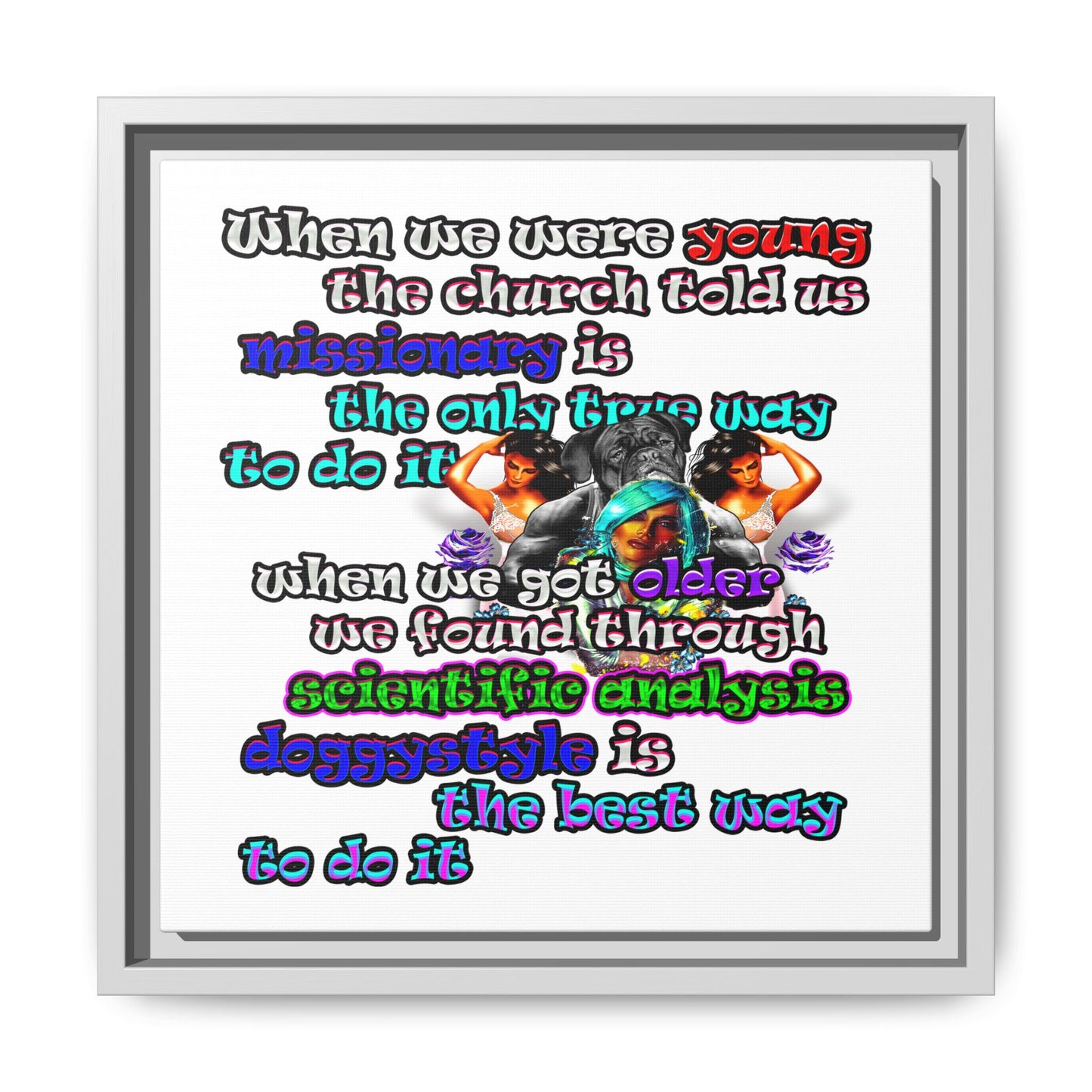doggystyle - framed canvas art (white)