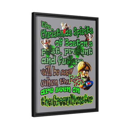 christmas spirits of boston - framed canvas art (grey)