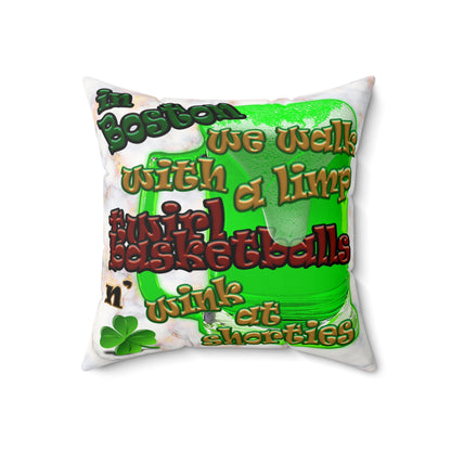 celtics logo - Faux Suede Square Pillow - (white marble)