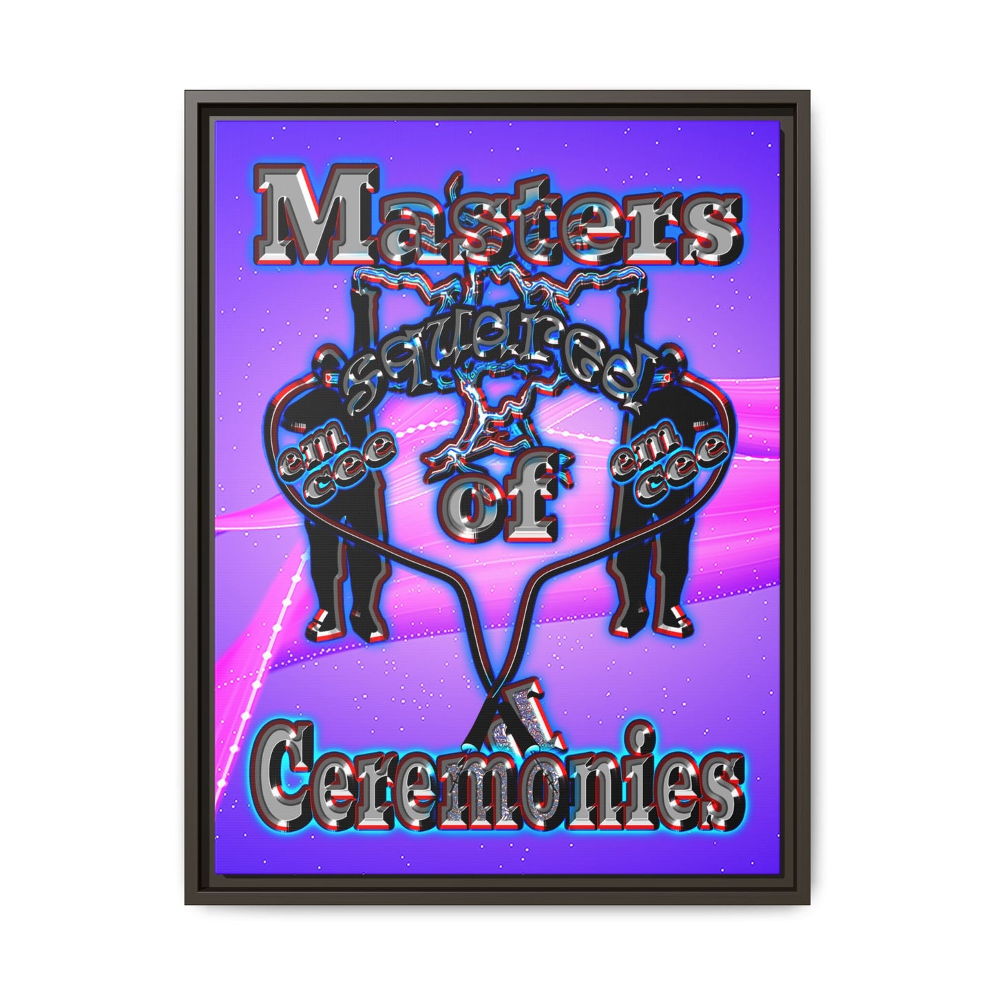 em cee squared - framed canvas art (purple-pink wave)