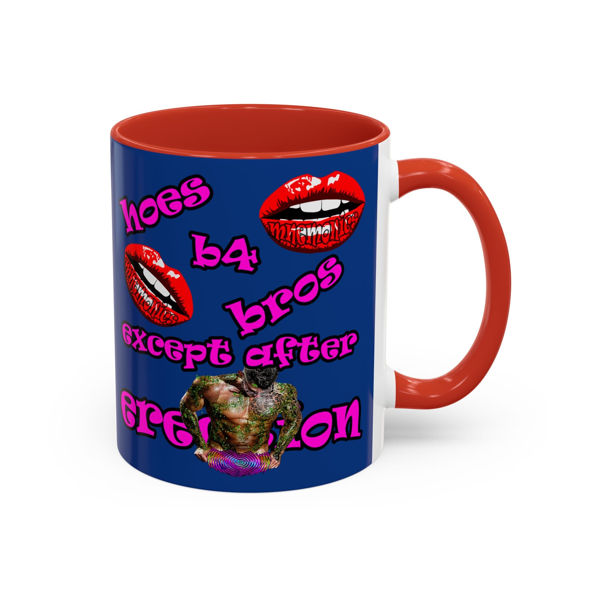 hoes b4 bros - Accent Mug (dark blue)