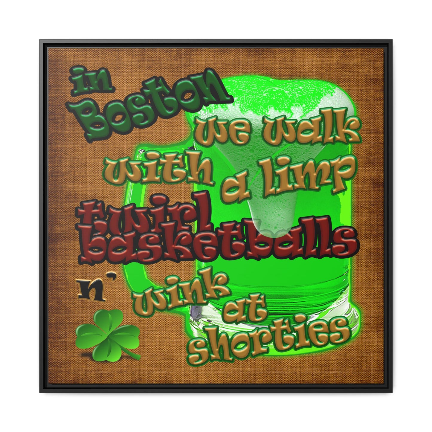 celtics logo - framed canvas art (brown papyrus)