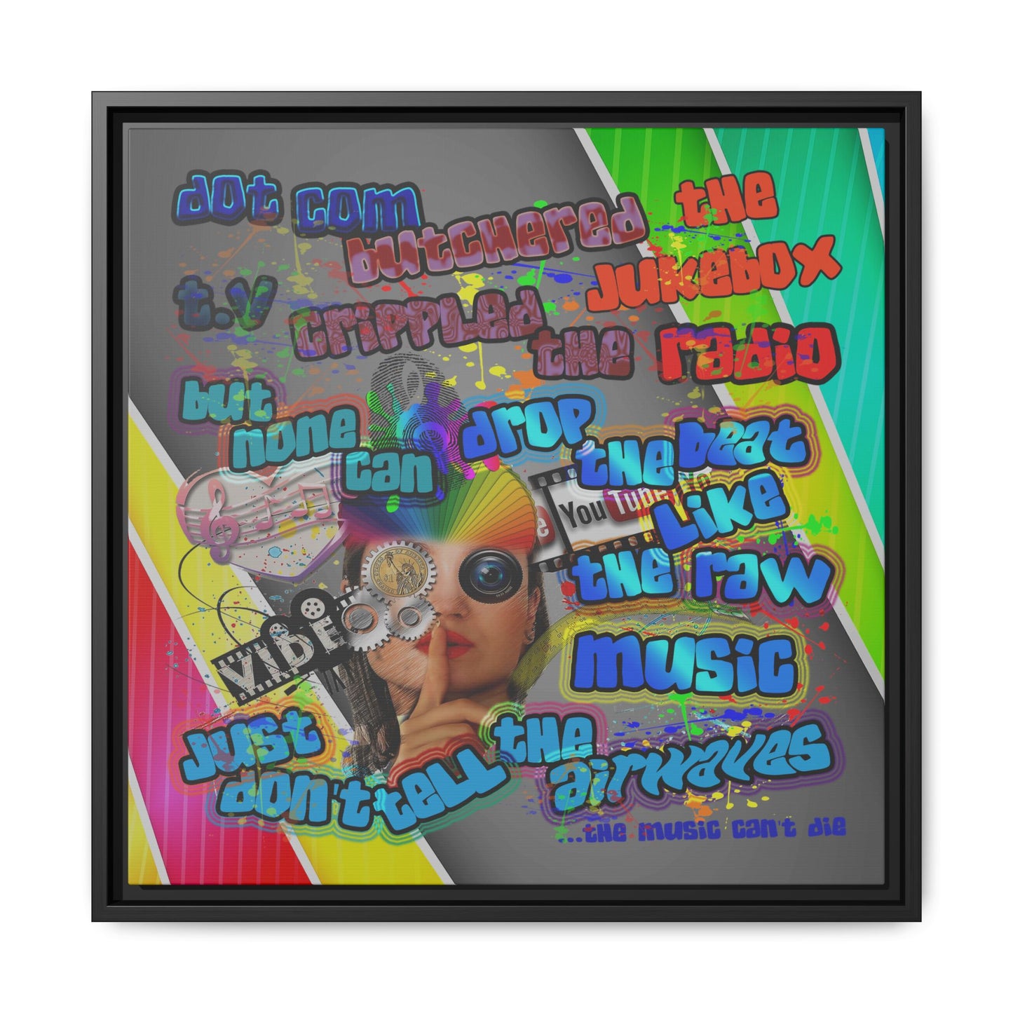 drop the beat - framed canvas art (rainbow split)