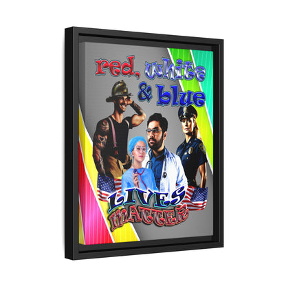 rw&b lives matter - framed canvas art (rainbow split)