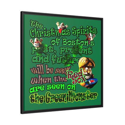 christmas spirits of boston - framed canvas art (dark green)
