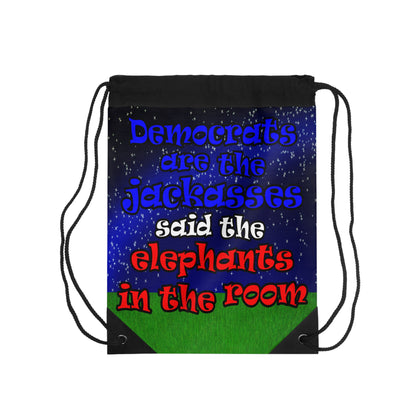 donkeys and elephants - Drawstring Bag ('snoops' background)