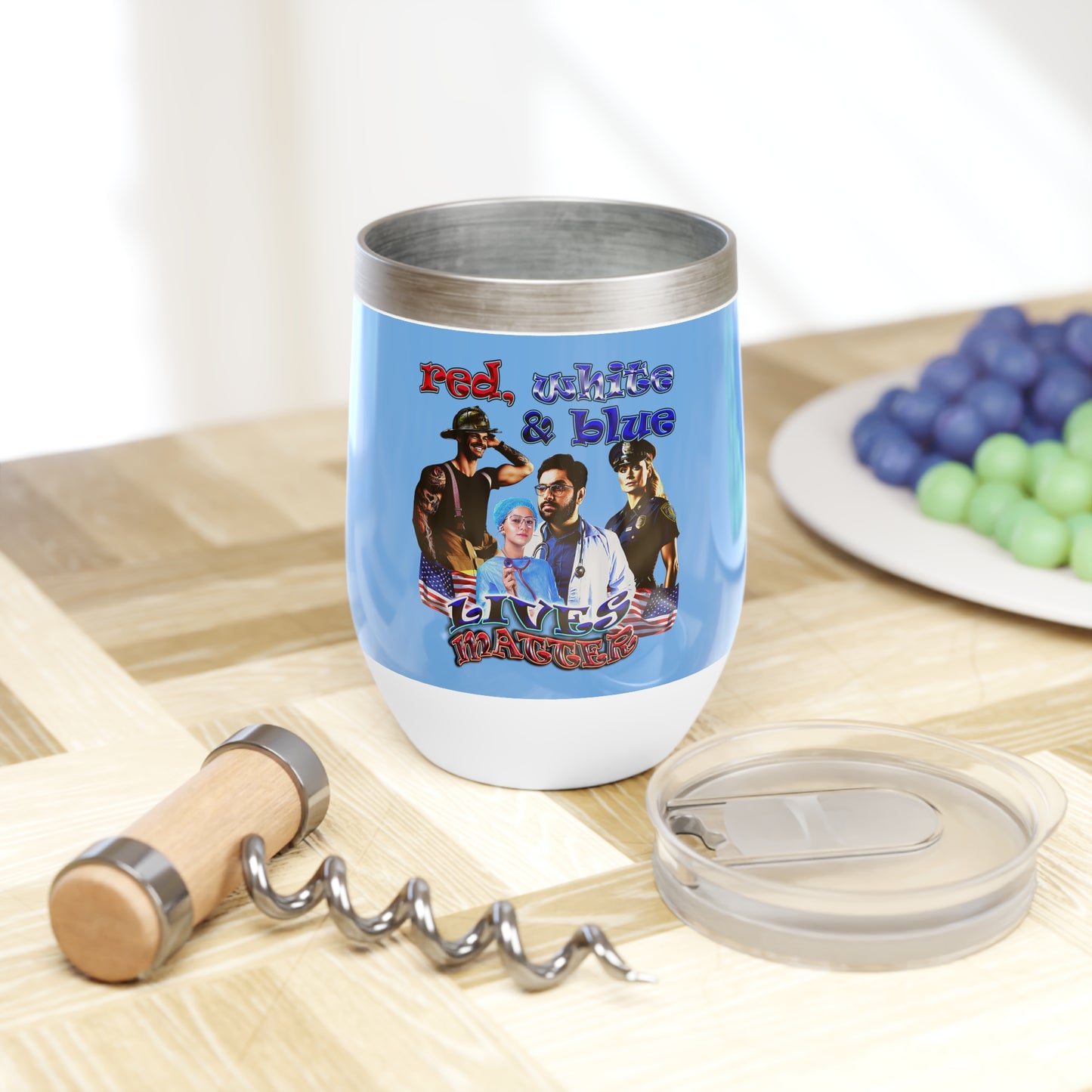rw&b lives matter - Chill Wine Tumbler (light blue)