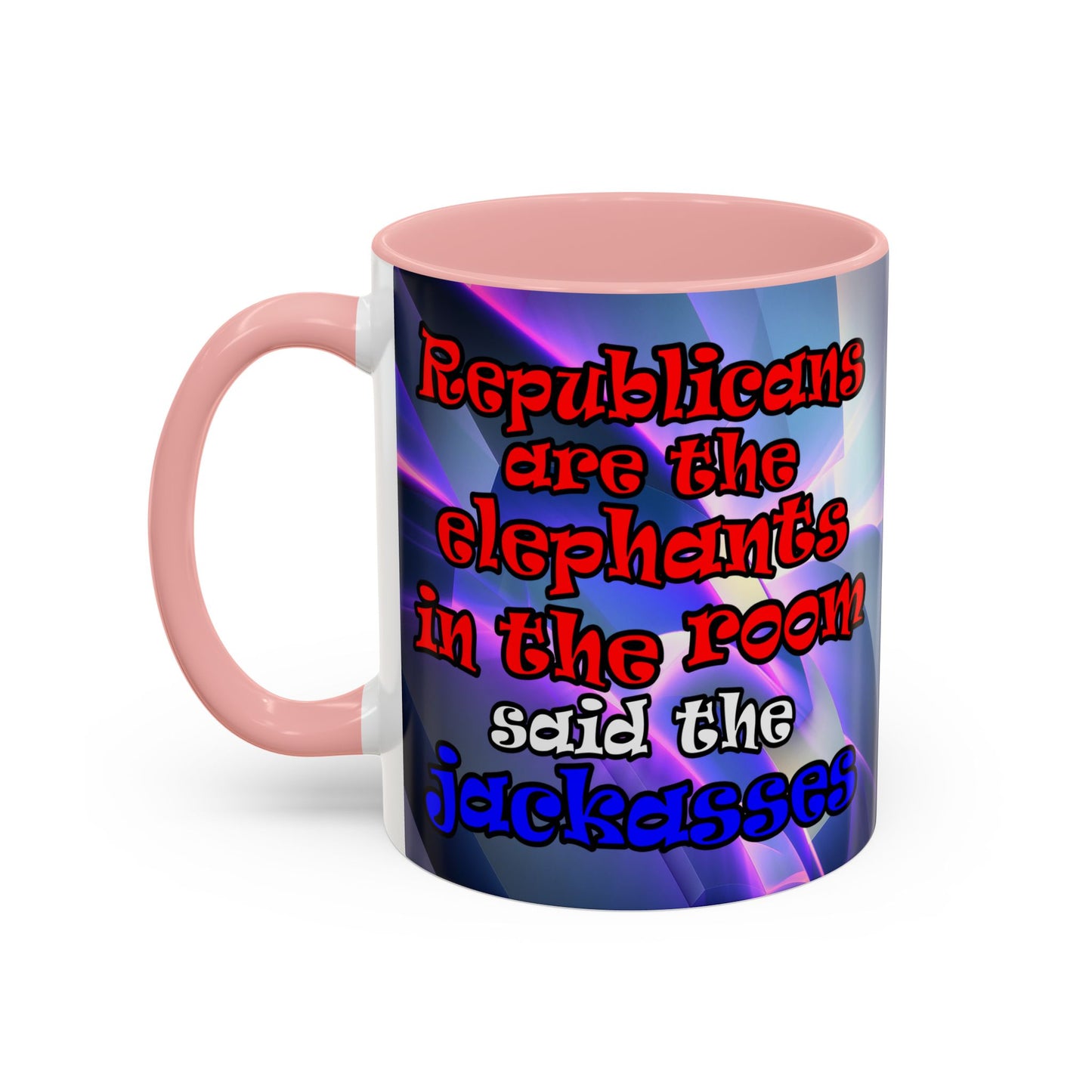donkeys and elephants - Accent Mug (grey-pink wave)